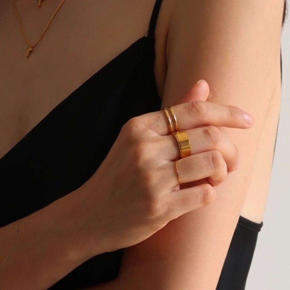 Gold Plated Double Twin Thin Band Ring Stackable - Picture 7 of 11